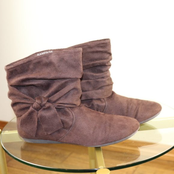 Rampage - brown faux suede flat ankle boot - Picture 4 of 6